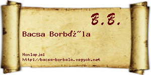 Bacsa Borbála névjegykártya